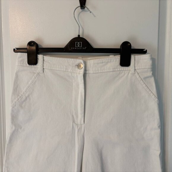 Max Studio Wide Leg High Waist White Denim Cropped Pants Size 10 - Picture 2 of 8